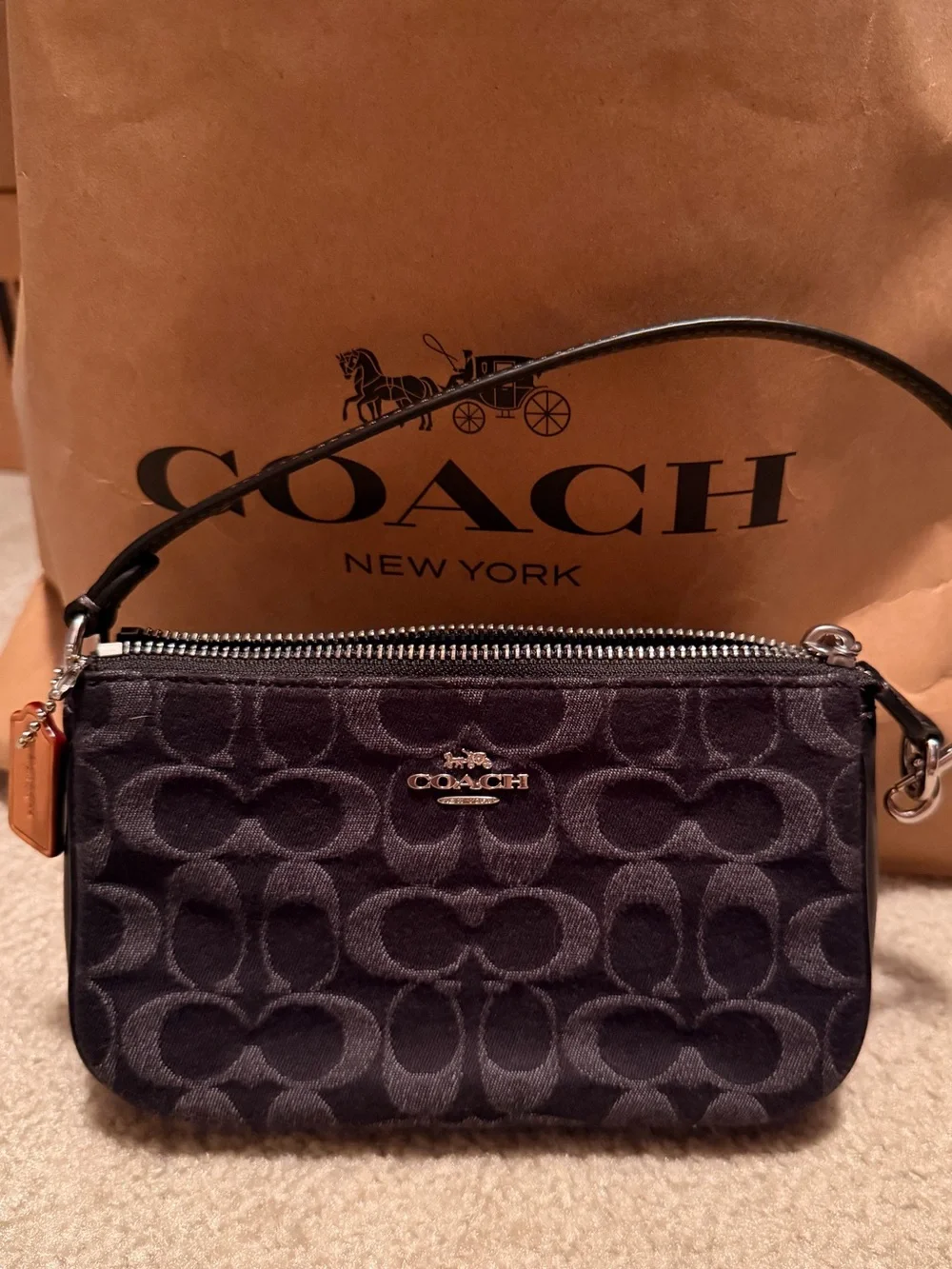Coach Nolita 19 In Signature Black Denim Shoulder Bag Silver/Black CCZ48 NWT
